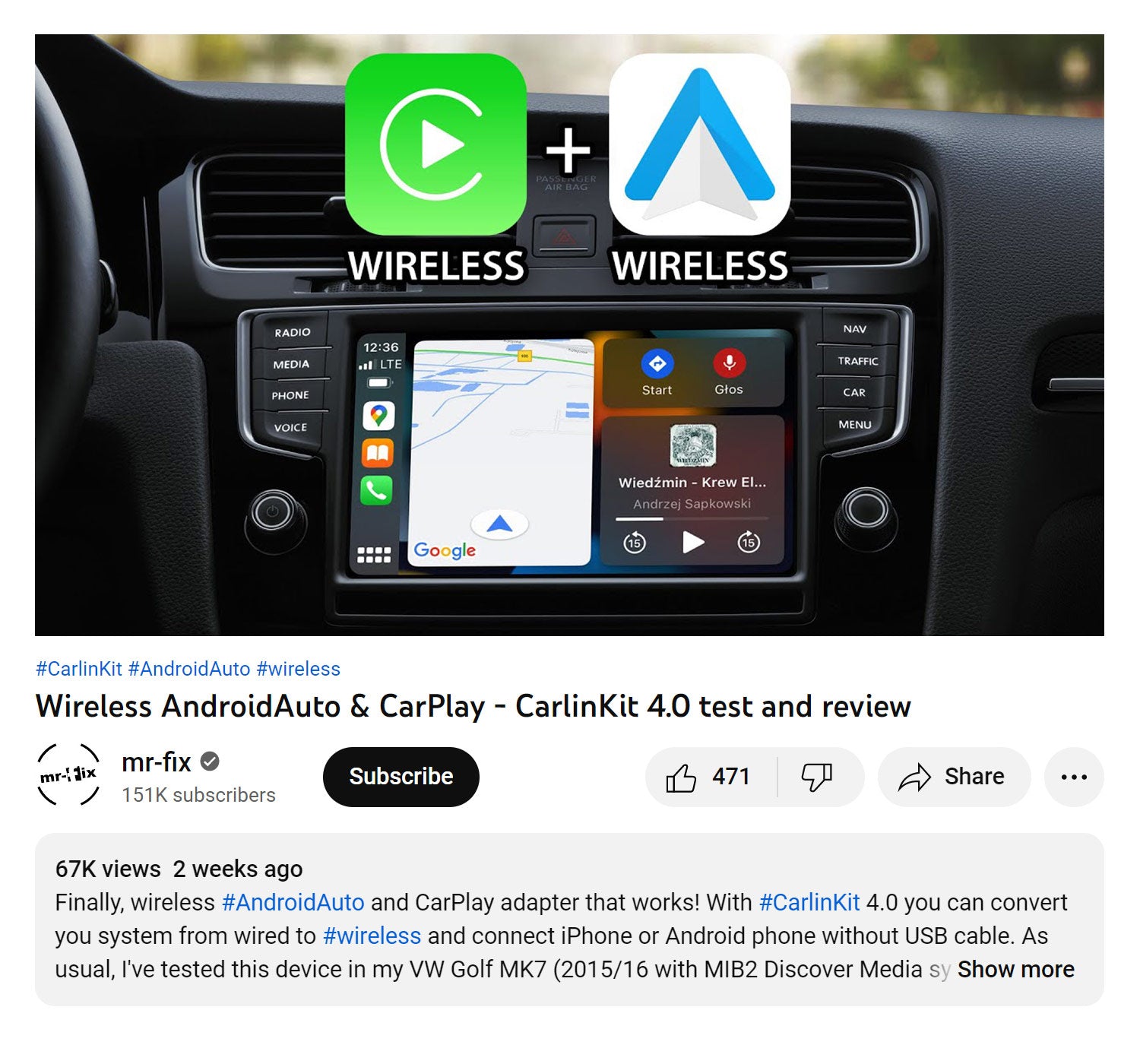CarlinKit Wireless CarPlay Dongle, monta Android Auto en tu coche